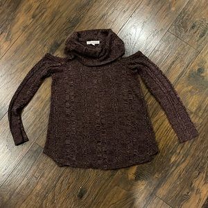 Purple cold shoulder long sleeved shirt ladies size medium by Lola Grace